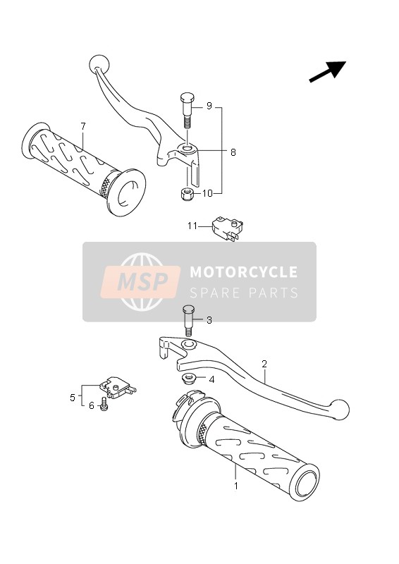 Suzuki UH125 BURGMAN 2008 Levier de poignée pour un 2008 Suzuki UH125 BURGMAN